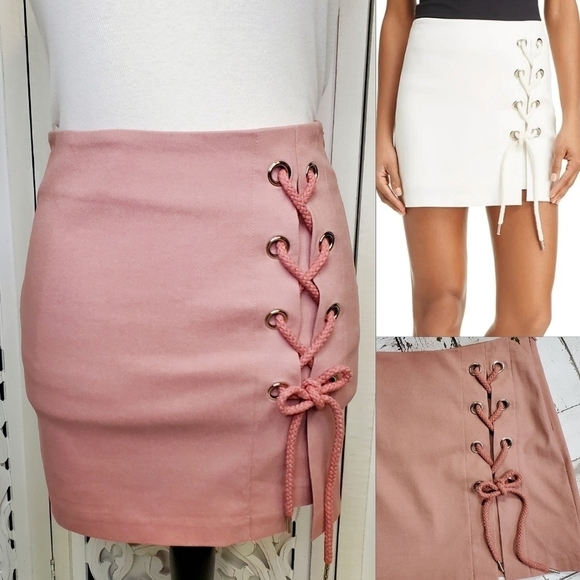 Alpha & Omega Dresses & Skirts - Alpha & Omega Blush Lace Up Mini Skirt S/M